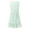 Women's Summer Fashion Casual Dot Print  O-neck Sleeveless Loose Ruffle Stitching A-line Dress