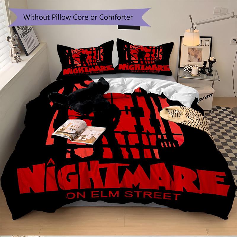 3pcs A Nightmare on Elm Street Bedding Set, Soft Polyester Duvet Cover and Pillowcases Machine Washable Seasons all suitable 64