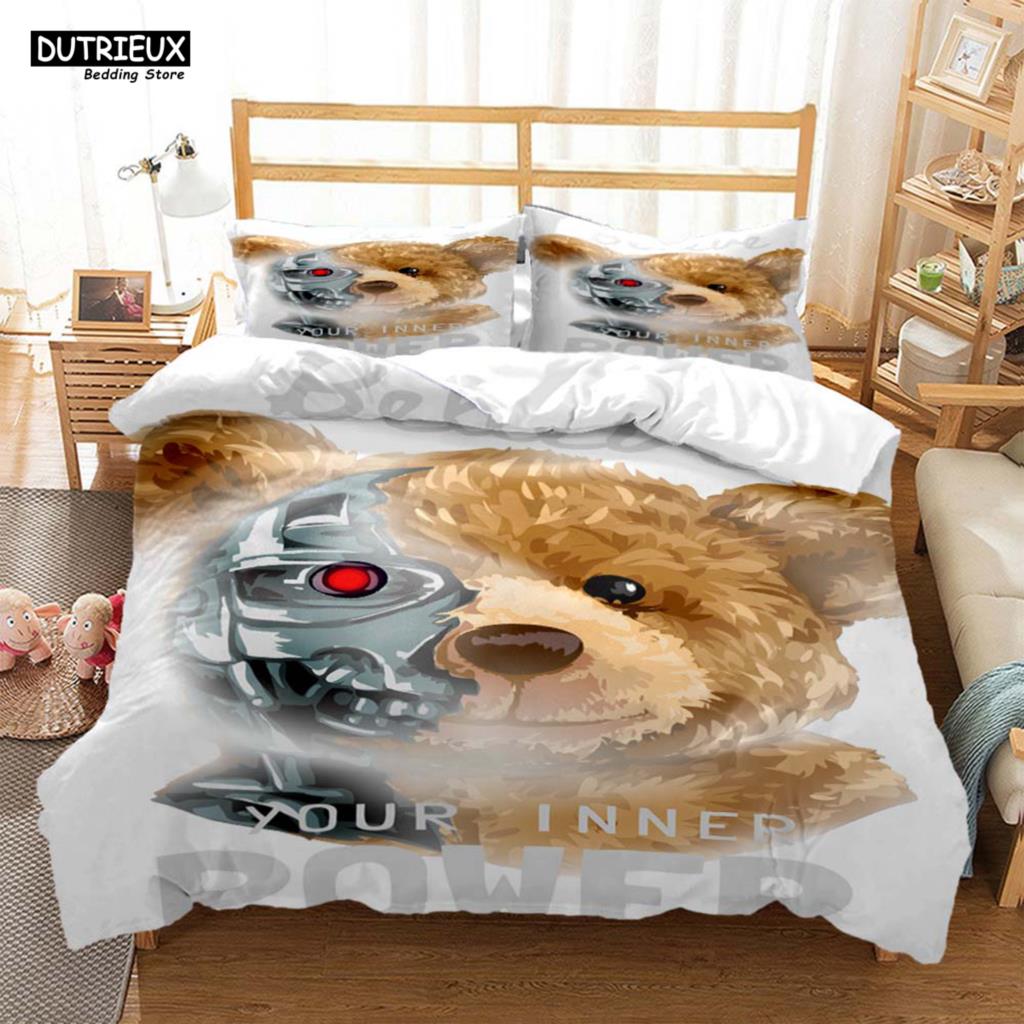 Cute Little Bear Printed Polyester Soft And Comfortable  Comforter Bedding Sets For Children  Complete Size Customizable