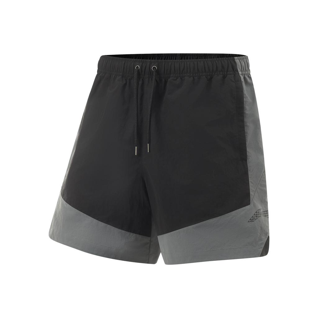 Li Ning Professional Basketball Series Sport Minimalist Color Block Lace-Up Casual Shorts Men Shorts Black Asphalt-Gray AKSV393-1