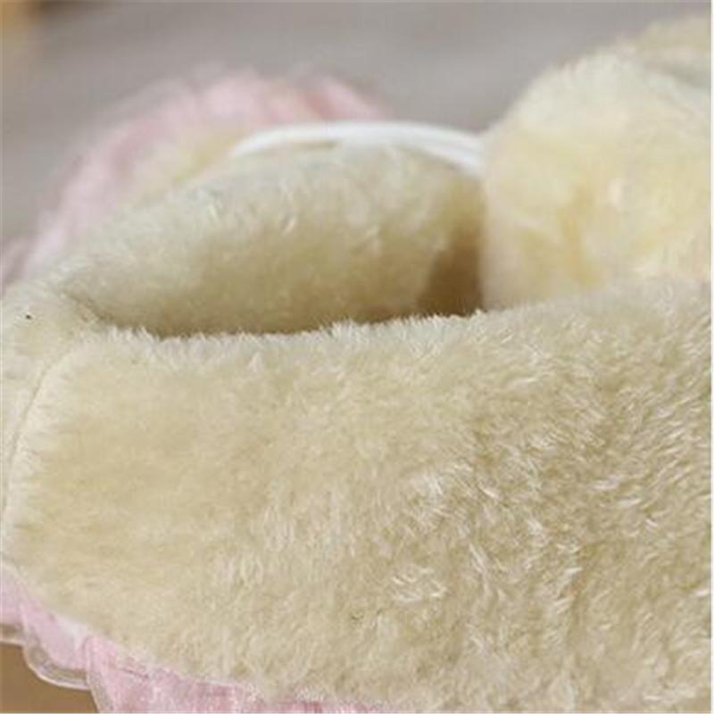 Winter Girls Ankle Boots Sweet Lolita Bowknot Lace Party Wedding Shoes Women High Heels Girls Princess Cosplay Fur Boots 30-43