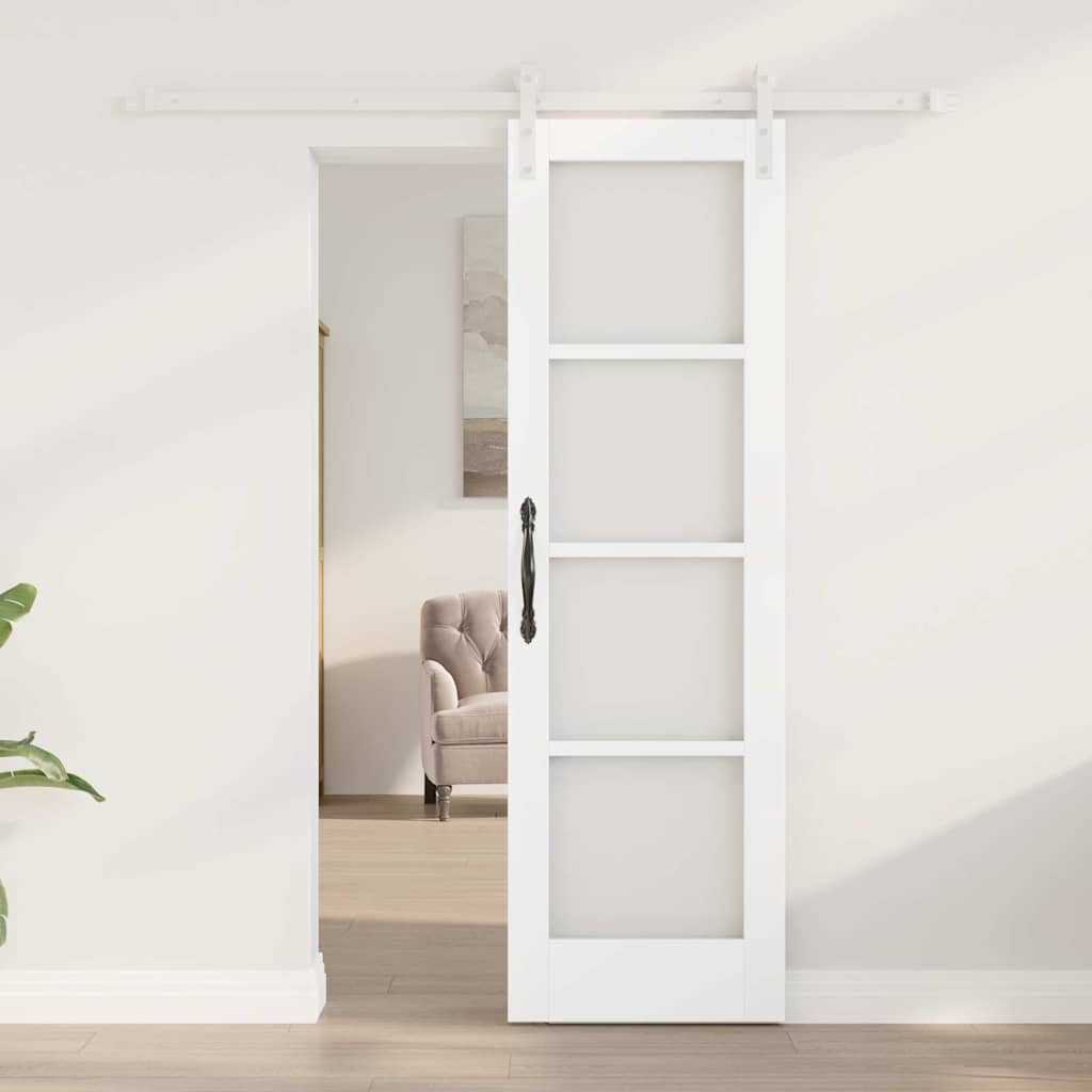 ORKDAL Sliding Door White 61 X 198.5 Cm Solid Pine Wood and Glass
