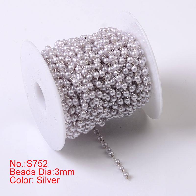 1Meter Beaded Chain Imitation Pearl Chain Copper Necklace Chain Handmade Accessories for Jewelry Making Components Crafts DIY