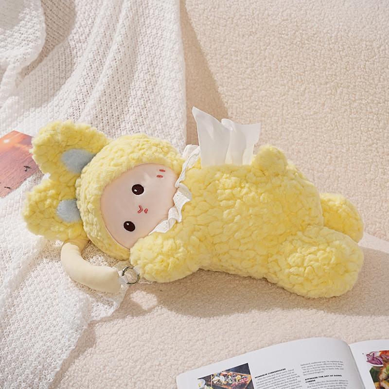 Creative Lamb Plush Tissue Box With Cute Cartoon Design For Home Decor And Storage