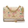 Klare 22 Heart Cherry Print Coated Canvas and Smooth Leather Shoulder Crossbody Bag Small Women's Brown Presbyopia and White