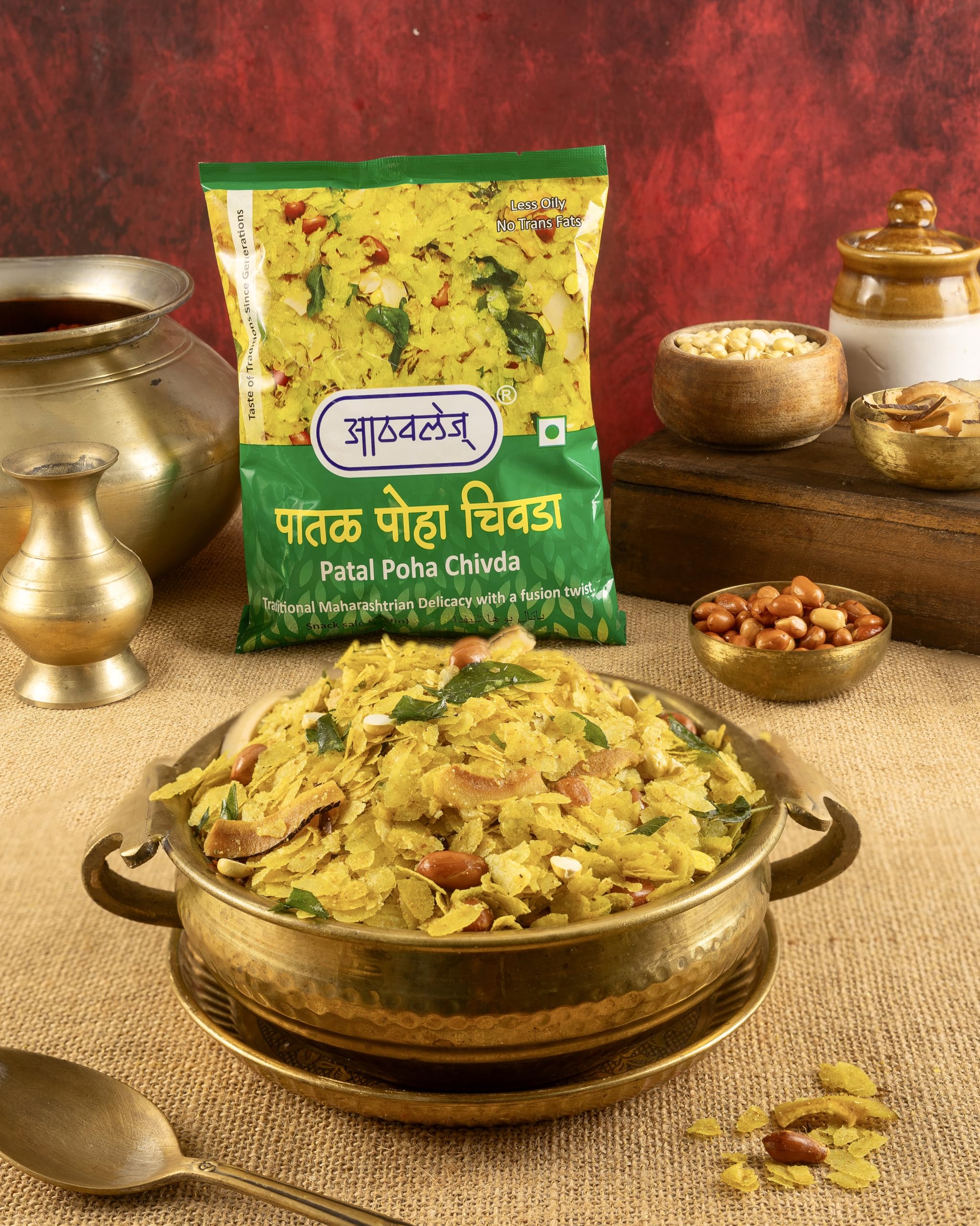 

Athavale s Patal Poha Chivda | Classic Yellow Patal Poha Chivda | Green Chilli flavour less oily chivda | 200G - Pack of 2