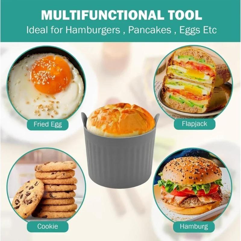 4/6Pcs Air Fryer Egg Poacher Cups Silicone Egg Cooker Mold Custard Tart Desserts Cake Baking Tools Muffin Cases Kitchen Supplies