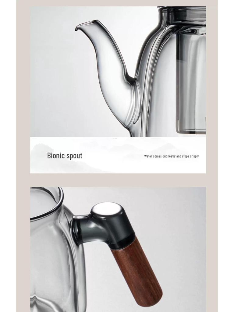 High-Temperature Resistant Glass Teapot for Boiling Water and Brewing Tea with Special Tea Separation Feature.