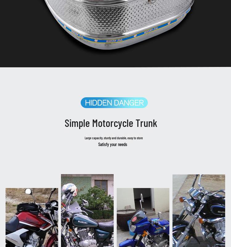 Premium Stainless Steel Motorcycle Tail Box with Thickened Screw Fixing