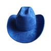 Cow Head Belt Suede Leather 7.5Cm Western Cowboy Fedora Hat Women'S Men'S Church Jazz Hat Fashion Travel Party Hat Denim Hat
