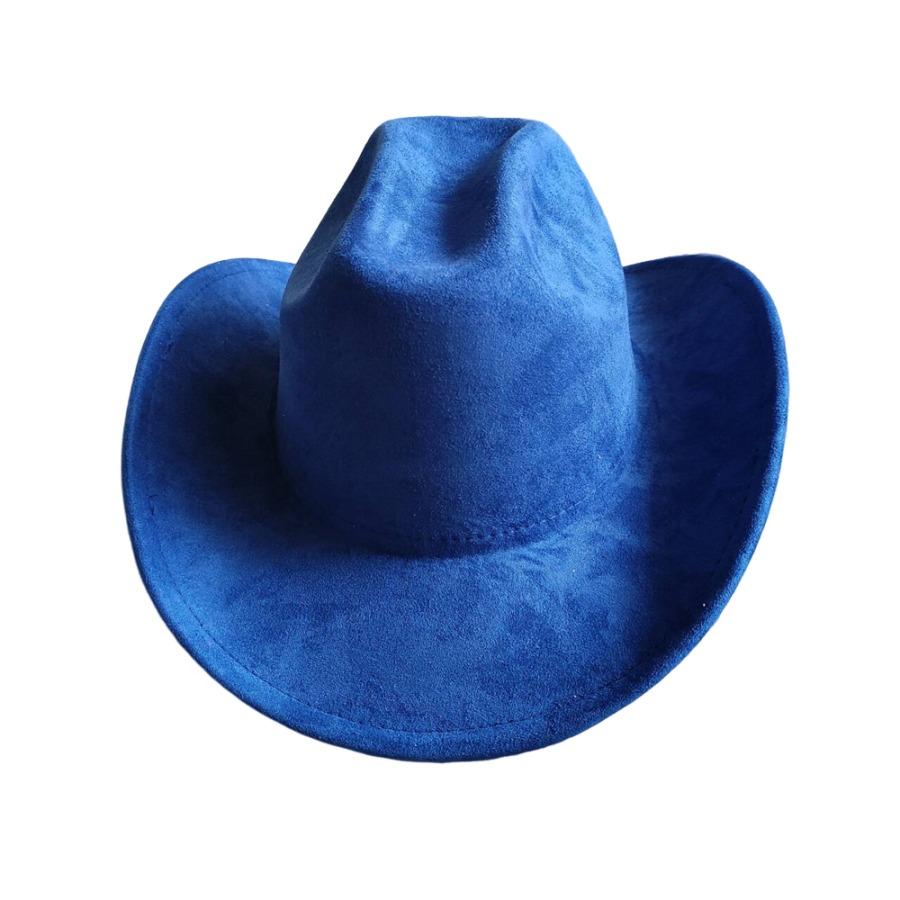 Cow Head Belt Suede Leather 7.5Cm Western Cowboy Fedora Hat Women'S Men'S Church Jazz Hat Fashion Travel Party Hat Denim Hat