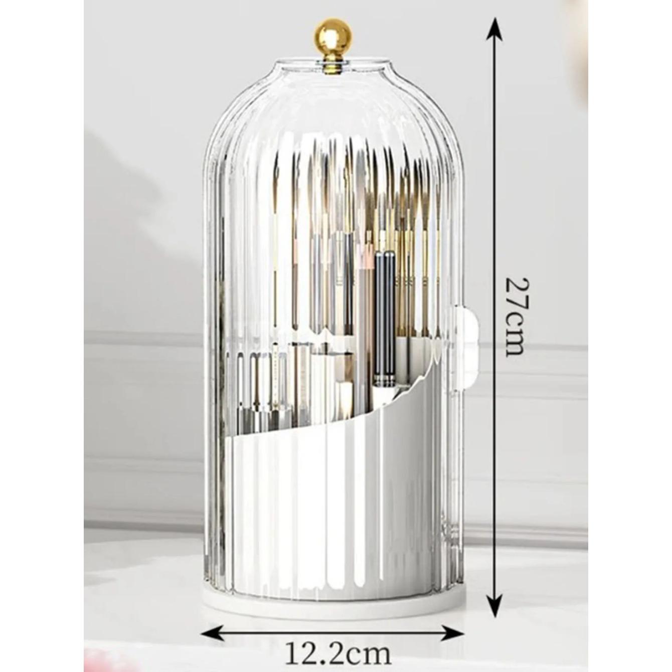 

Вращающийся на 360° органайзер для макияжа, прозрачный ящик для хранения косметики, держатель для кистей для губной помады и бровей, настольная полка для хранения яиц для красоты