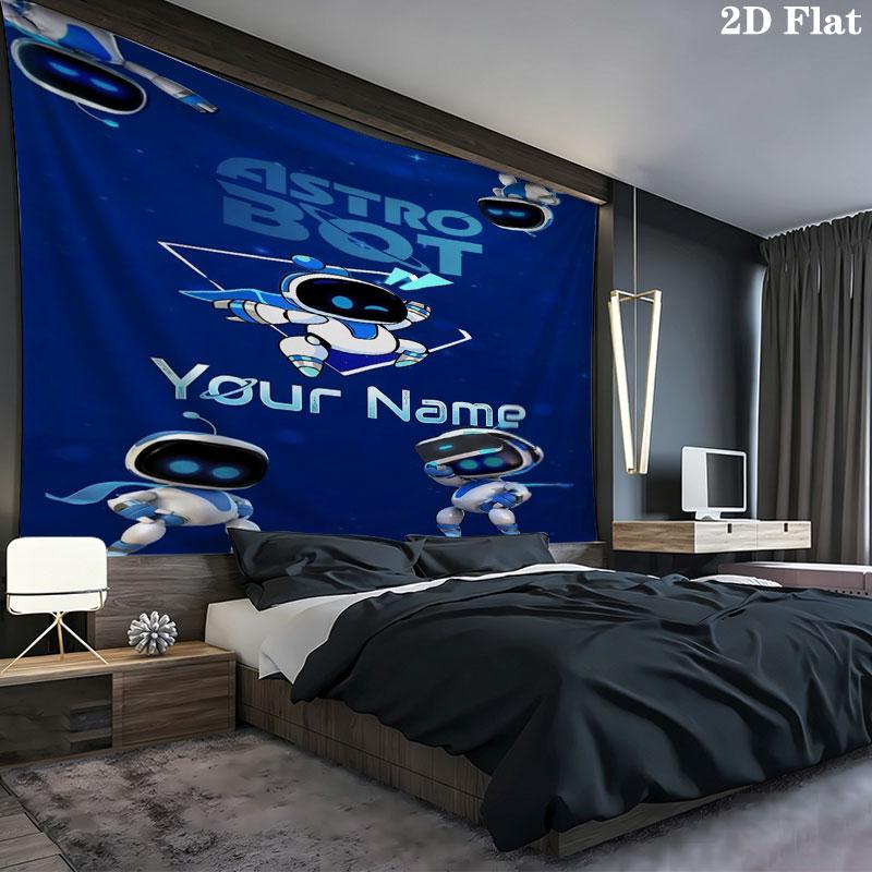 ASTRO BOT Custom Name Wall Tapestry Aesthetic Wall Hanging Printed Fabric Blanket Decorative Tapestries for Bedroom Living Room Home Decor