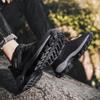 Autumn Leather Men's Sneakers Chunky Men Shoes Heighten Fashion Casual Damping Tennis Shoes Black Waterproof Sneaker Man