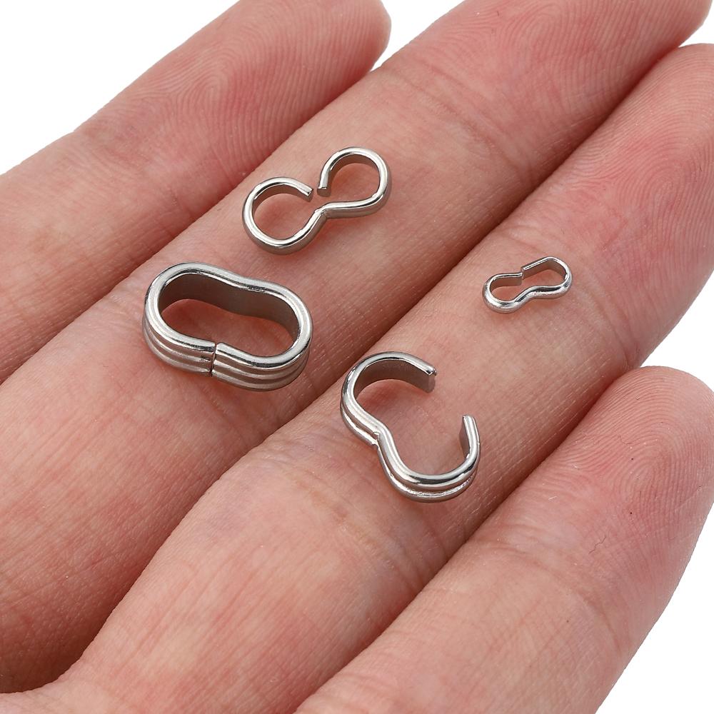 50pcs Stainless Steel 8 Shape Clasp Clips Buckle Connectors for Bracelet Necklace Jewelry Making DIY Handmade Supplies Wholesale