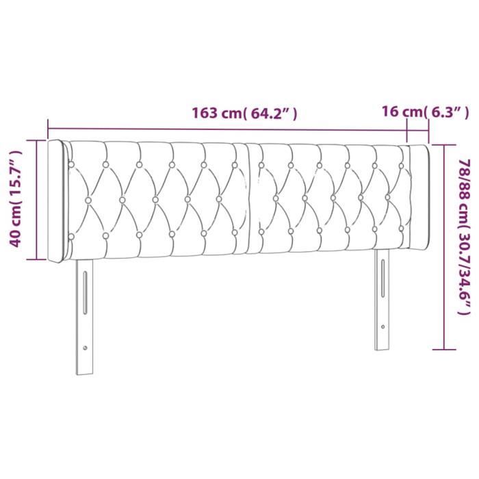 VidaXL Tête de lit avec oreilles Bleu 163x16x78-88 cm Tissu3119116