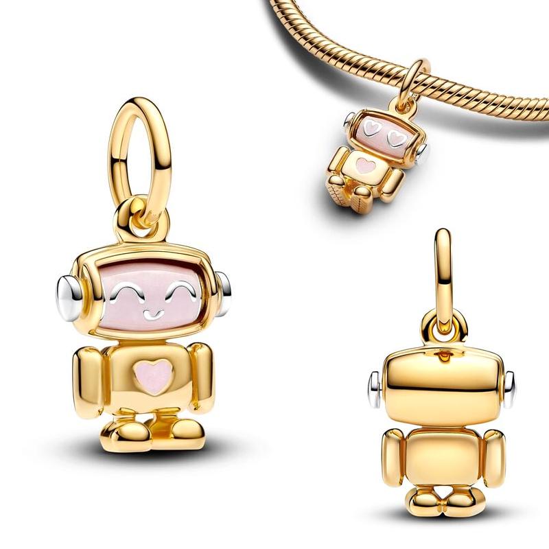 New In Spinnable Face Robot Dangle Charm Beads Fits Bracelets Necklace Women Luxury Pendants Jewelry Festival Gift