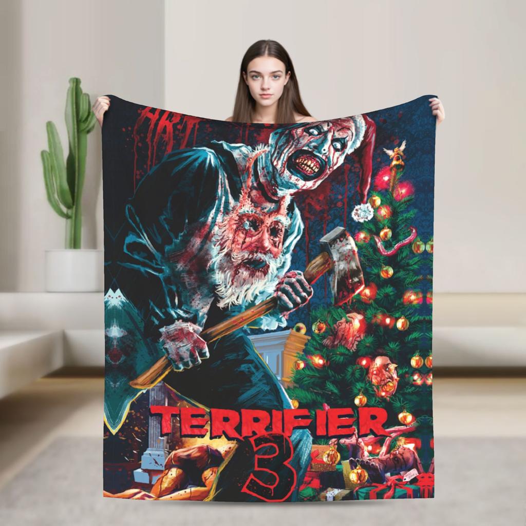 Terrifier Decke Film Kunst Der Clown Camping Flanell Bettwäsche Überwürfe Für Heimdekor Weich Warm Benutzerdefinierte Qualität Tagesdecke Geschenk