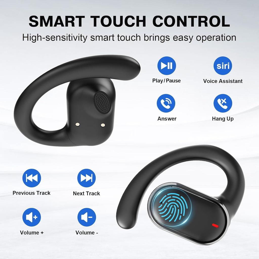 Open Ear Bluetooth 5.4 Kopfhörer LED-Anzeige Stereo-Sound Kabellose Ohrhörer Ohrbügel mit Mikrofon Wasserdichte Ohrhörer für Workout Laufen