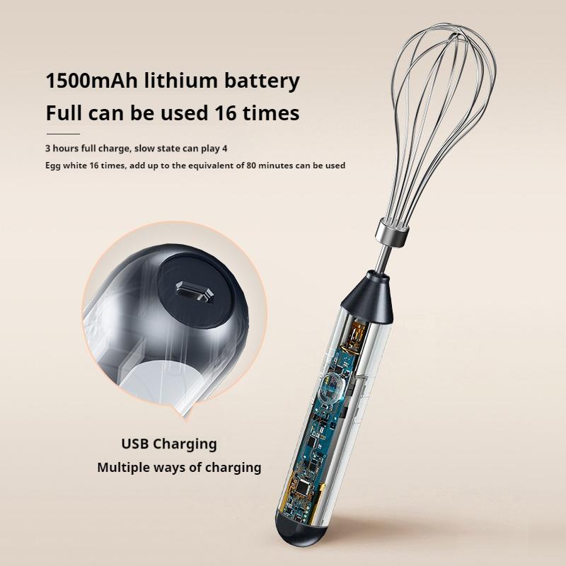 Automatic Wireless Rechargeable Whisk Household Multifunctional Mixer Baking and Flour Whipping Handheld Mixing Stick