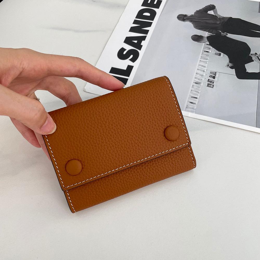 2025 Two-tone Genuine Leather Women Wallets Short Purse High Quality First Layer of Cowhide Wallet Trifold Billfold For Ladies