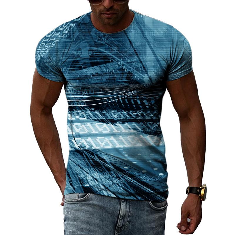 Men's Fashion 3D Digital Printing Planet Trendy Short Sleeve T-shirt Summer Men's Wear Shirt