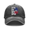 Retro Distressed Unisex Baseball Cap With Haiti Flag Fingerprint Design Adjustable Casual Outdoor Hat