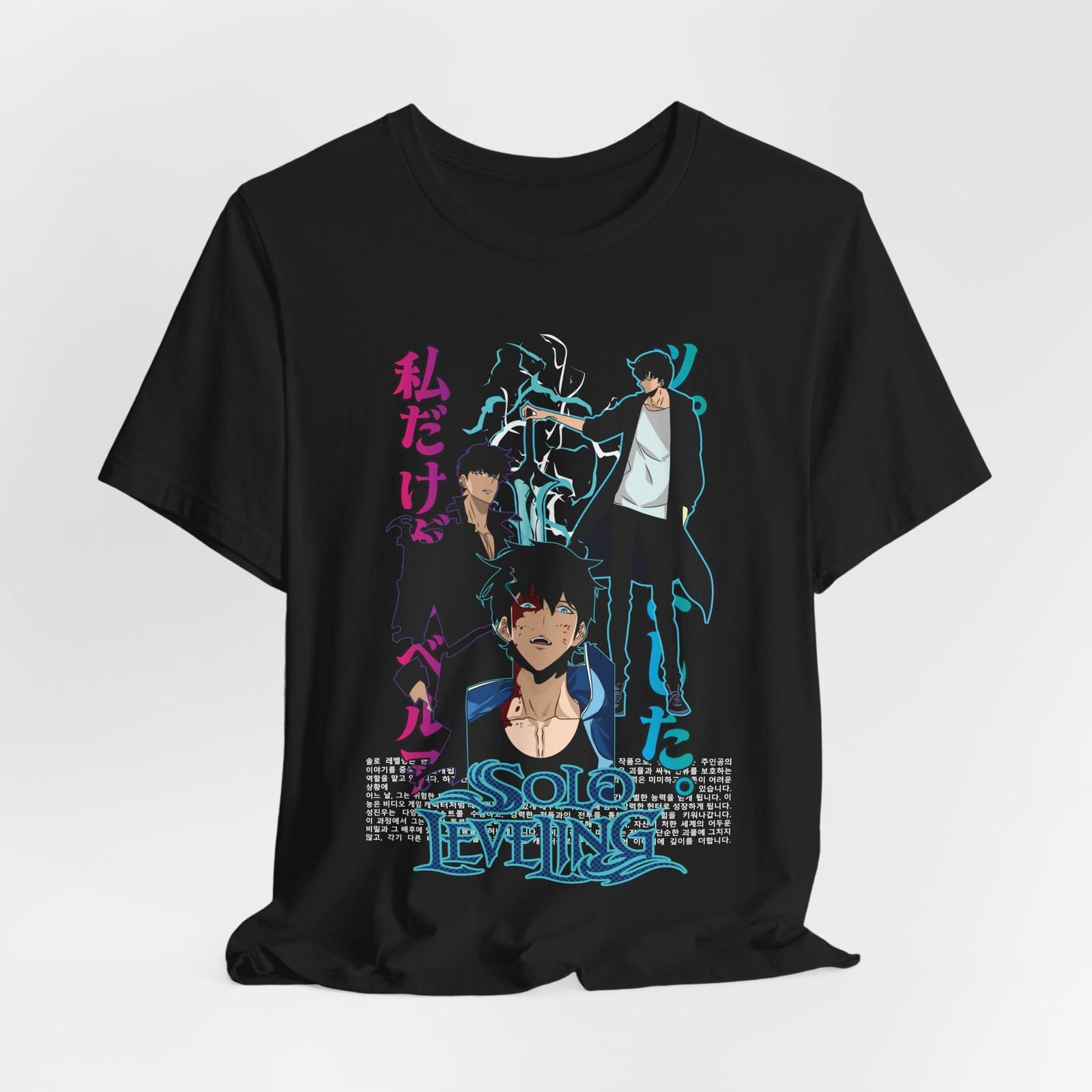 Sung Jin-Woo Anime T-Shirt Mens Womens Tees Top Tee Tops, Graphic T-Shirt Mens Womens Tees Top, Unisex Jersey Shirt, Short Sleeve Top, S