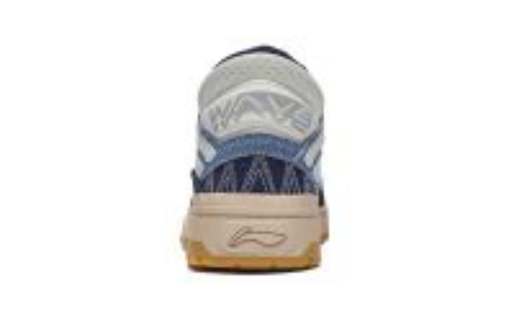 Li Ning Wave MID Cushioning, Wear Resistant Low top Skateboard Shoes Men's Beige White Blue AGCT223-4