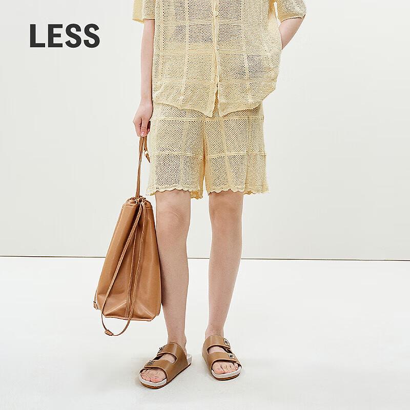 LESS Women s Cotton Blend Knitted Straight Shorts L
