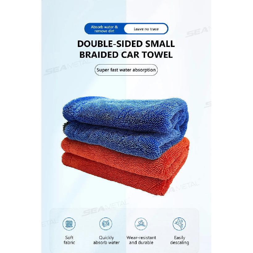 SEAMETAL 1200GSM Car Cleaning Towel Heavy Duty Thicken High-Absorbent Drying Cloth Ultra-Soft Scratch Free Car Detailing Towel