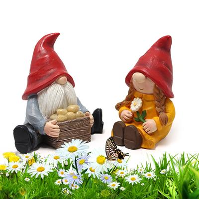 Zwergenstatue, Paar, 2 Stück/Set, für den Außenbereich, Hinterhof, Rasen, Terrasse, dekoratives Ornament, kreatives Zwergendekor aus Harz, lichtecht