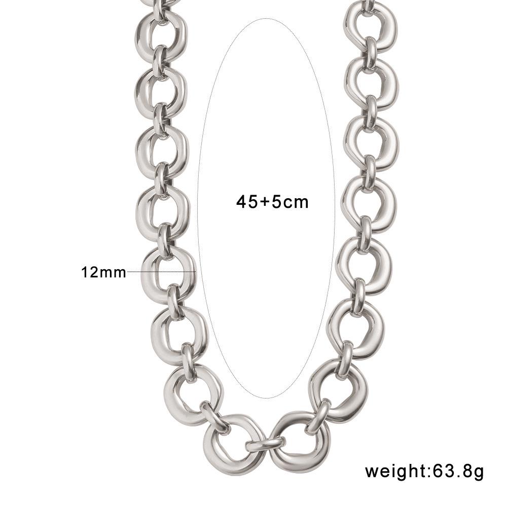 Xin Duo Duo Stainless Steel 18K Electroplated Irregular Round Link Chain Necklace & Bracelet