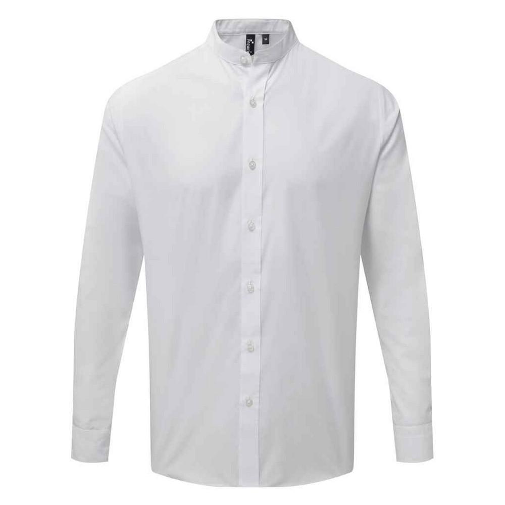 Premier Mens Banded Collared Long-Sleeved Shirt