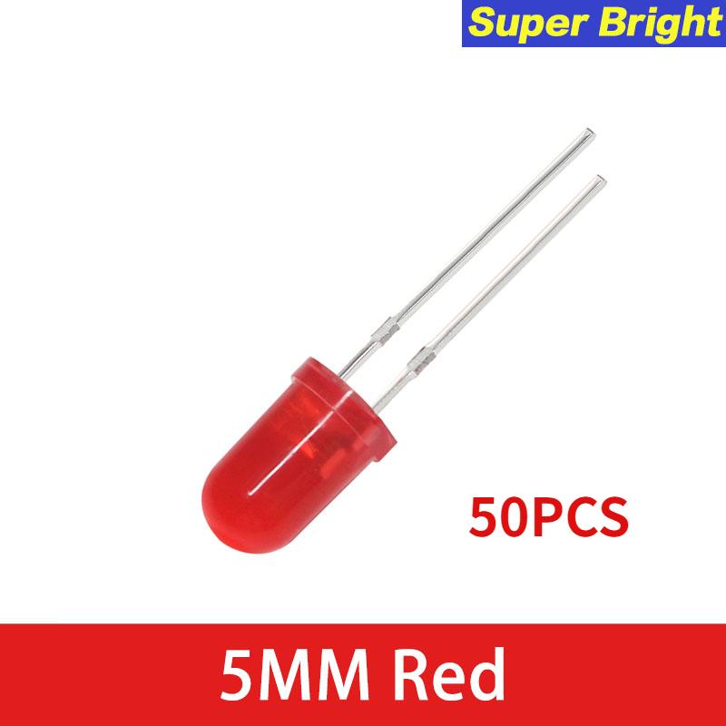 50/100pcs F5 5MM LED Diode Assorted Kit Ultra Bright LED Diodes White Red Blue Green Yellow DIY Light Emitting Diodes