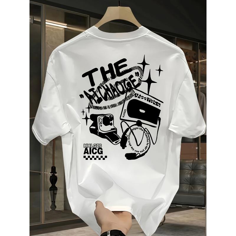 Heavy Pure Trendy Brand Printed Short-Sleeved T-Shirt Men'S Summer New Casual Large-Size Loose Versatile Top