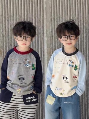 Boys' Cartoon Round Neck Long-Sleeve T-shirt - 2026 Spring Arrival