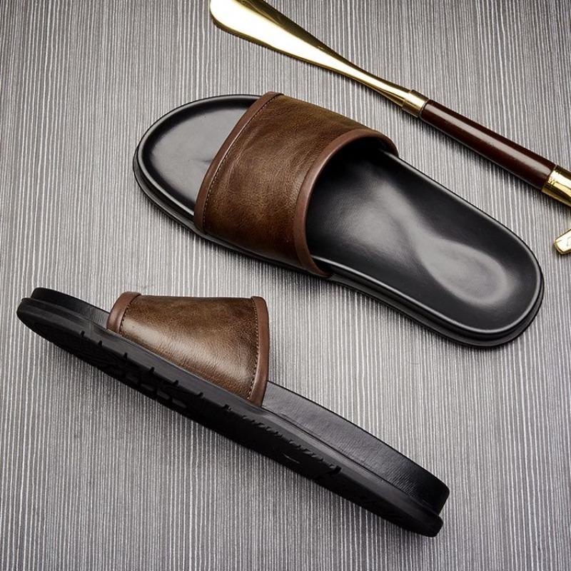 Pantoufles Douces Homme Chaussures d'Été d'Extérieur Plates Antidérapantes Semelle Épaisse Chaussures de Plage Vacances Confortables