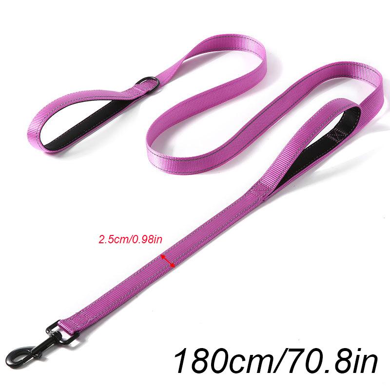 1.8m Two Handle Heavy Duty Nylon Dog Leash For Training Control Guard Rope Walking Cat Dog Harness Lead Reflective Night Safety