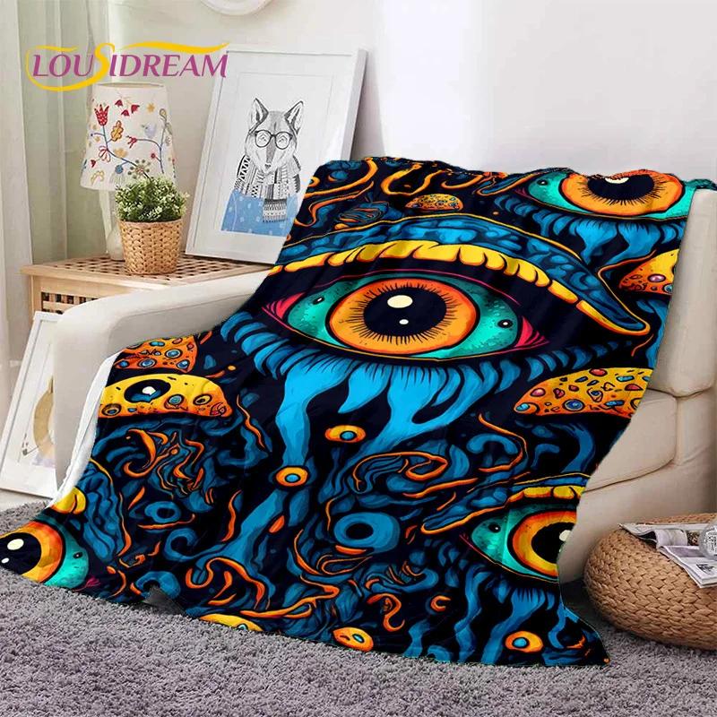 3D Boze Oog Turkije Blauw Nazar Oog van Horus Zachte Flanel Dekens, Plaid Comfortabele Deken voor Picknick Bedden Bank Slaapkamer