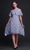 Bimba Blue Floral Print Cold Shoulder Women Swing Tunic Flutter Sleeve Midi Dress -
