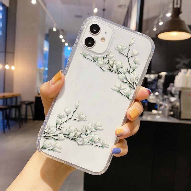 Flower Phone Case For iPhone 17 Pro Case iPhone 14 15 13 11 12 16 Pro Max Air 7 8 Plus XR SE Soft Silicone Transparent Cover