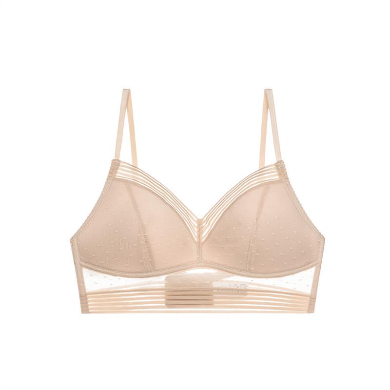 

Polka Dot Lace Wireless Low Back Bra - Sexy, Invisible Design XL (38/85 ABC) бежевый