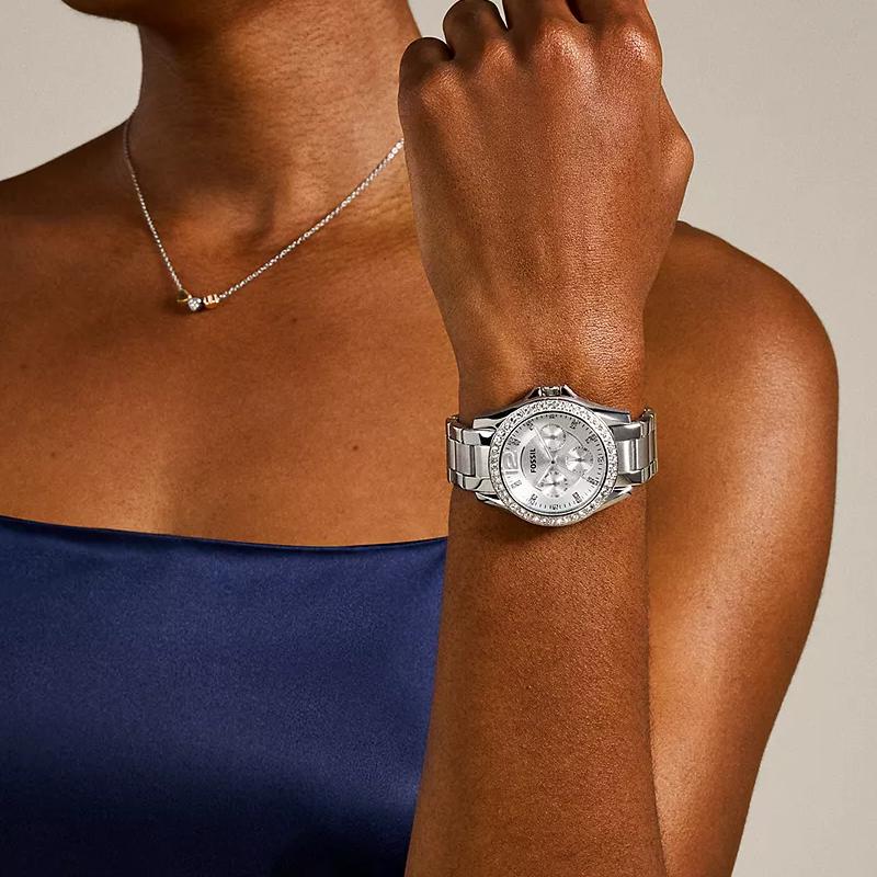 FOSSIL Wrist Watch Quartz Movement Stainless Steel Strap 38mm White Dial Women's Watch 100m Water Resistant ES3202