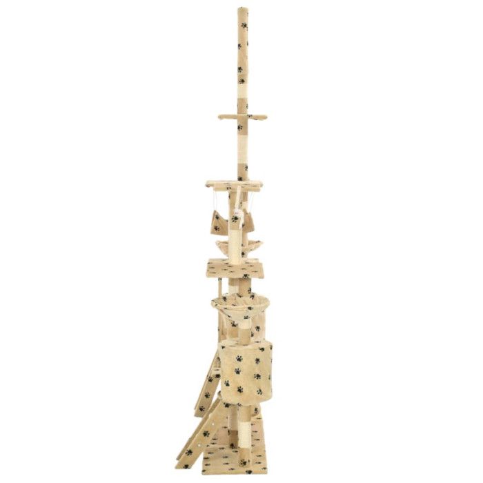 VidaXL Arbre à chat et griffoirs 230-250 cm Empreintes de pattes Beige