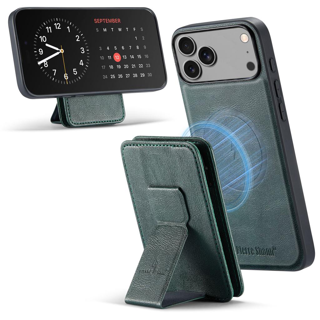 FIERRE SHANN 028 For iPhone 17 Pro Case Magnetic Detachable Card Slots Leather Back Cover