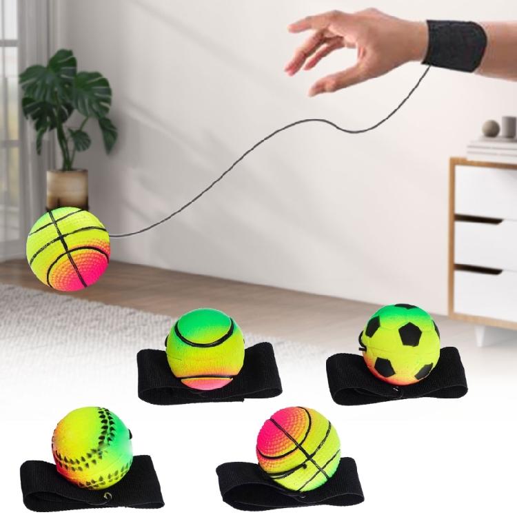 Wrist Return Hand Ball Rubber Rebounds Ball With Rope Stress Relief Toy for Enhancing Grip Strength and Reducing Anxiety