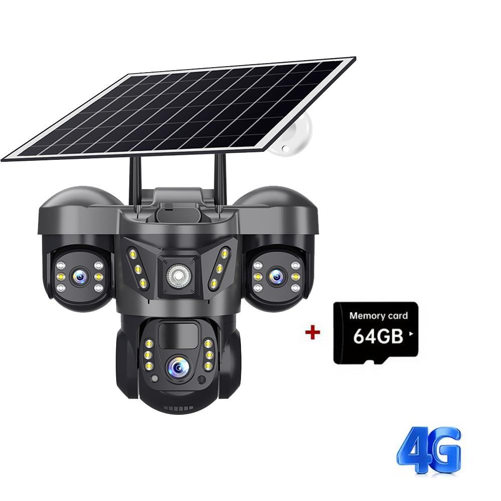 Echte Drei-Augen-Solarüberwachungskamera Zuhause Außen Garten 4G/WIFI Drei-Bildschirm-Kamera