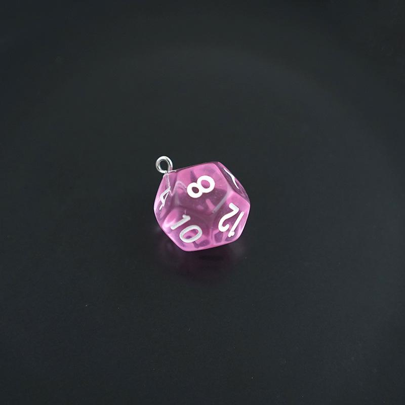 Acrylic 12-Sided Colorful Polyhedral Dice Keychain Ornament