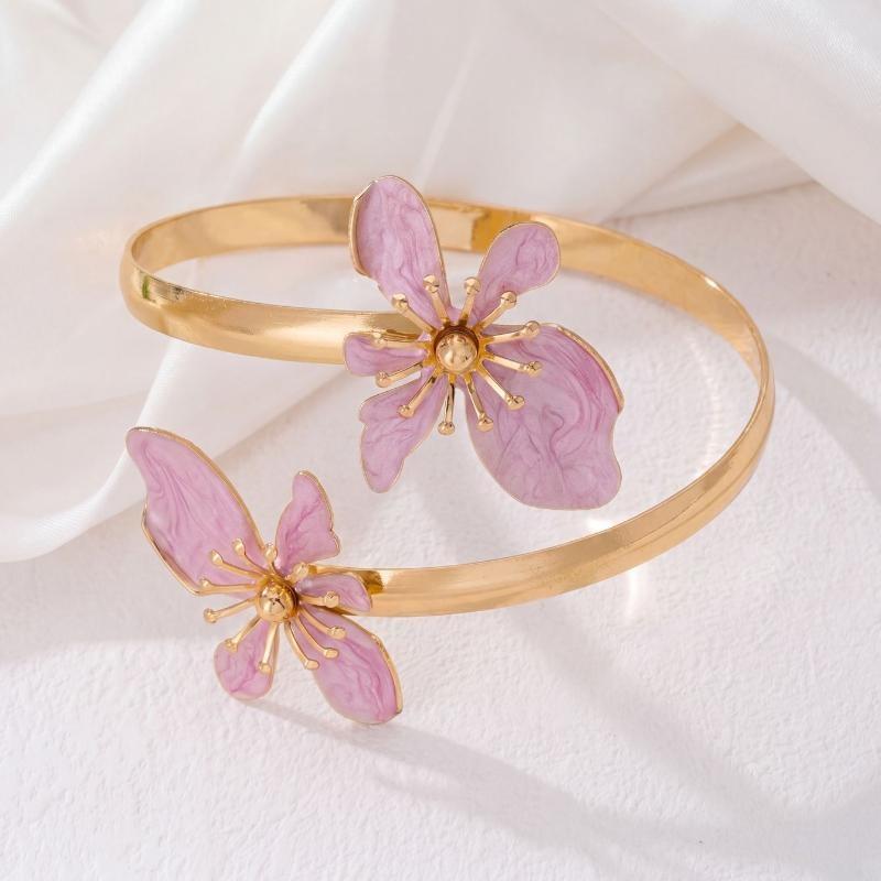 Bohemian Irregular Dripping Oil Flower Cuff Bracelets For Women Multi-Color Punk Metal Armband Open Bangles Holiday Jewelry